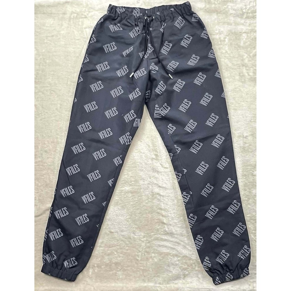 EUC VFILES Men Women Logo Print Track Pants Black Grey Streetwear Joggers Size S